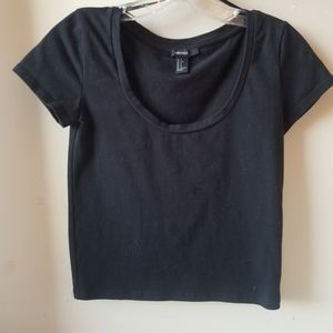 Forever 21. Black Semi Cropped Tee.
